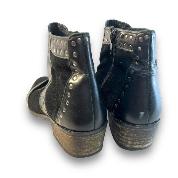 SORRENTO Black Studded Suede Leather Boots SZ 8 - Picture 5 of 12